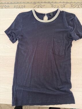 Jcrew Navy Short-Sleeve Crewneck Shirt with